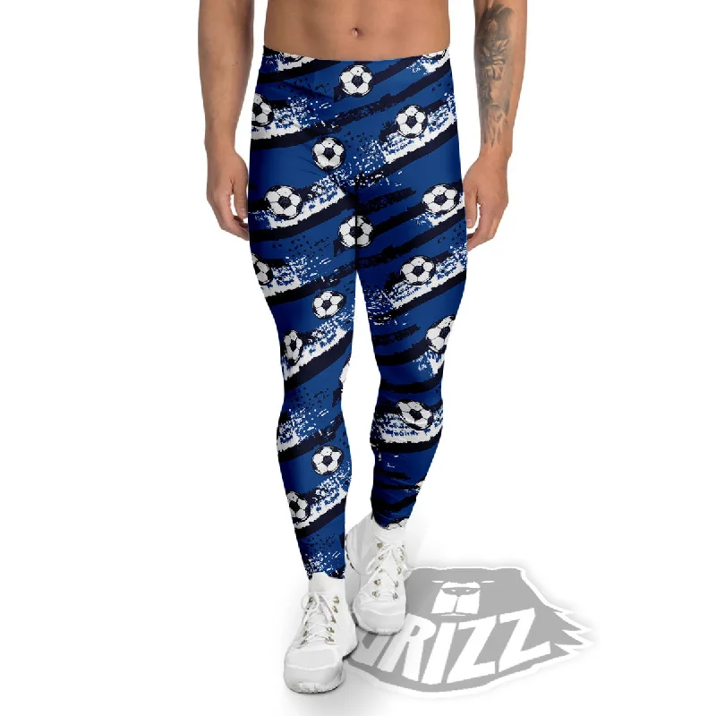 Soccer Ball Blue Print Pattern Men's Leggings