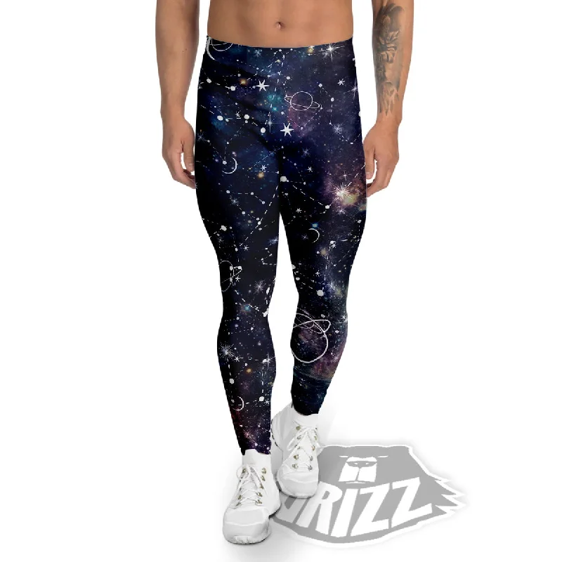 Space Constellation Galaxy Print Men's Leggings