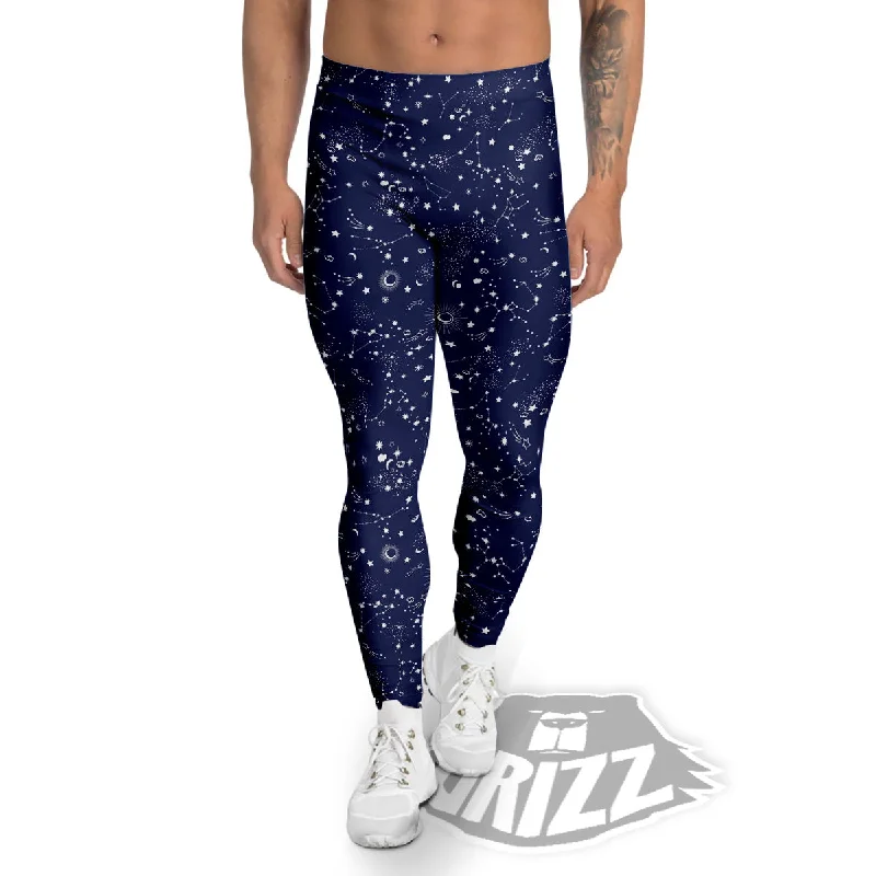 Space Constellation Print Pattern Men's Leggings