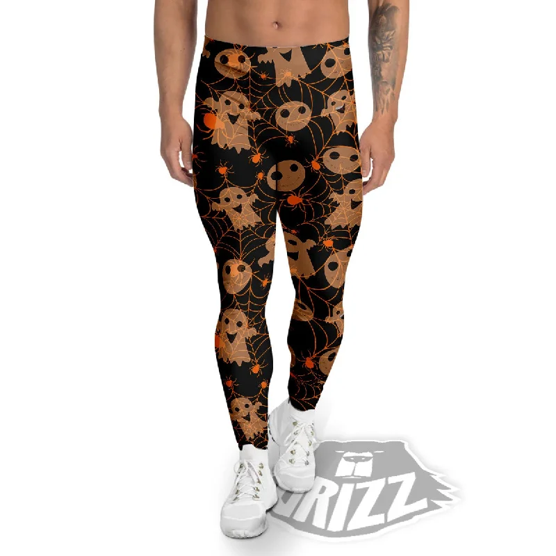 Year-End Sale Spider Web Halloween Print Pattern Men's Leggings