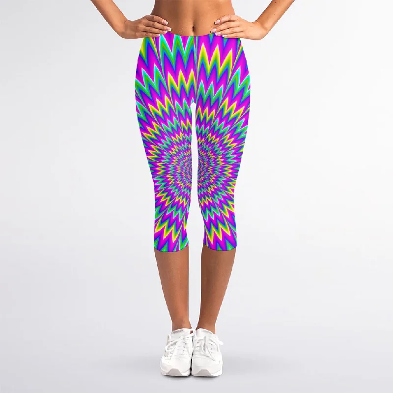 Get It Before It’s Gone Spiky Spiral Moving Optical Illusion Women's Capri Leggings