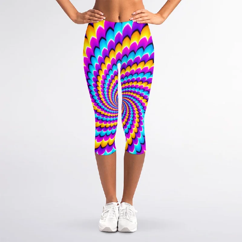 Don’t Miss Out Spiral Colors Moving Optical Illusion Women's Capri Leggings