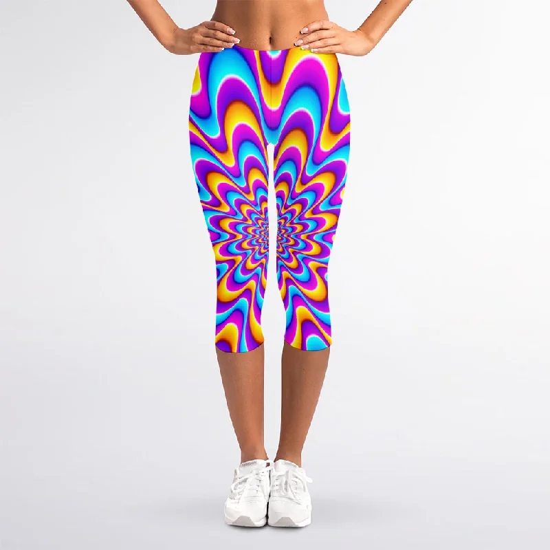 Special Savings Splashing Colors Moving Optical Illusion Women's Capri Leggings