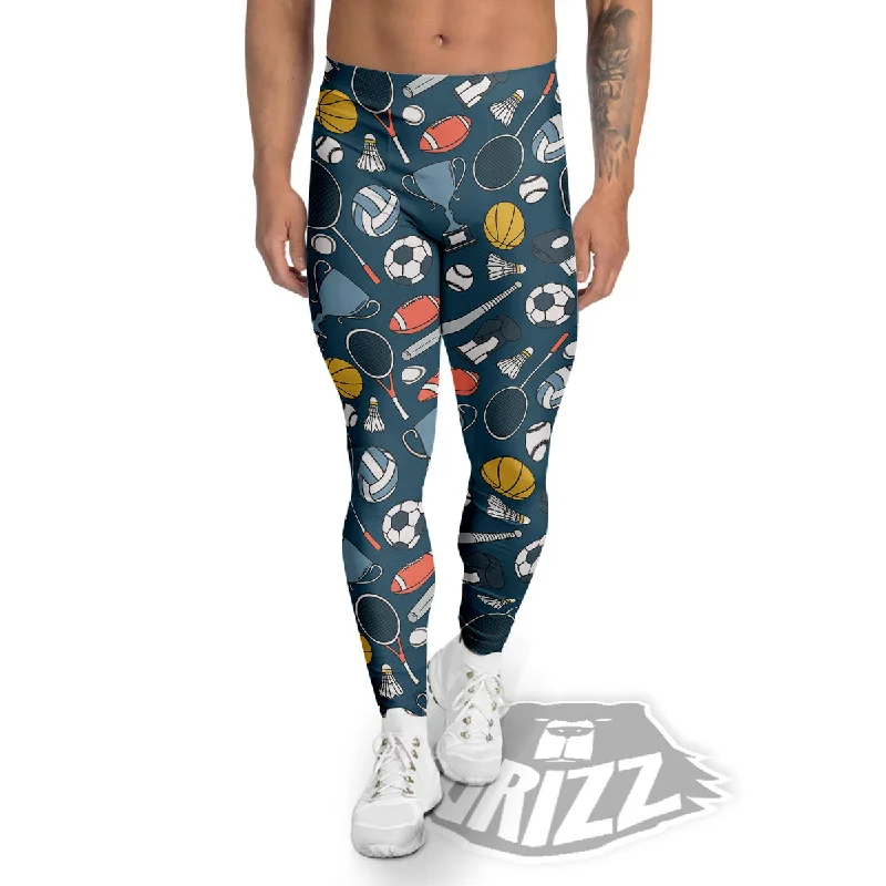 Doorbuster Deal Sport Lacrosse Print Pattern Men's Leggings