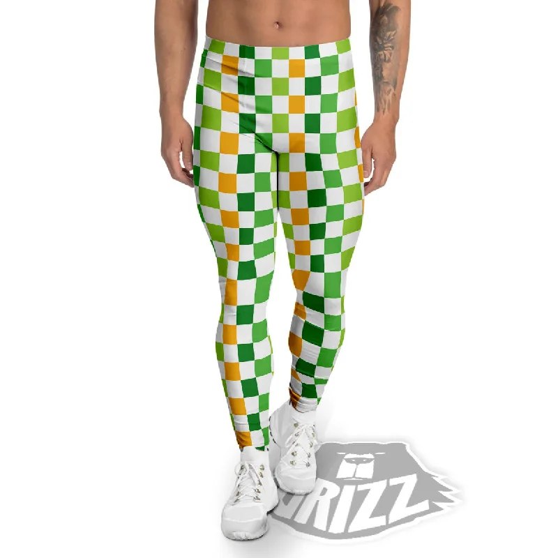 Hot Deal St. Patrick's Day Irish Checkered Print Men's Leggings