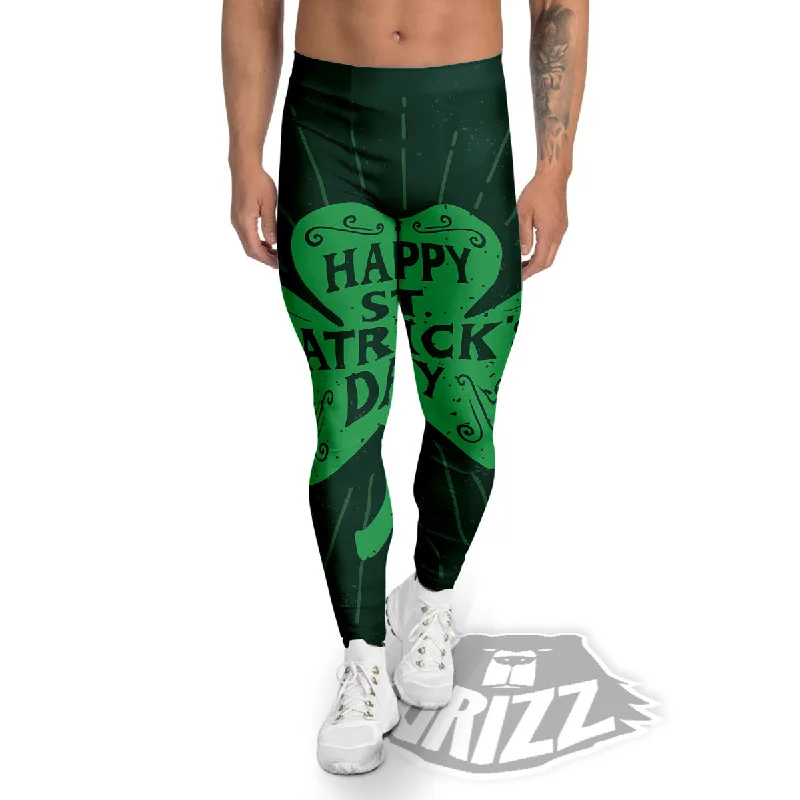 Limited Stock St. Patrick's Day Irish Clover Print Men's Leggings