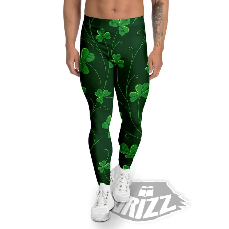Flash Sale St. Patrick's Day Irish Leaf Print Men's Leggings