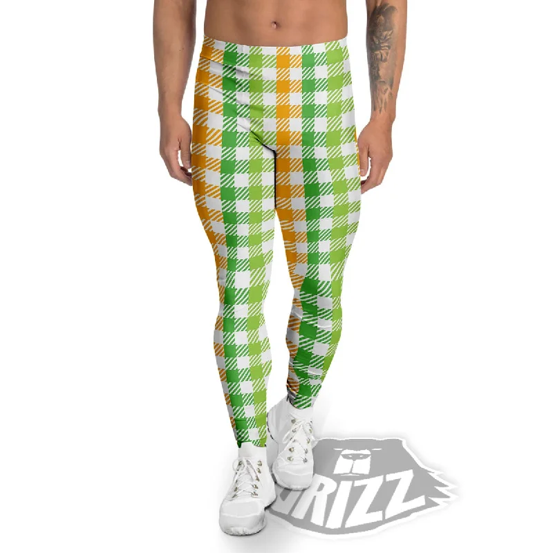 Unmissable Offer St. Patrick's Day Plaid Print Men's Leggings