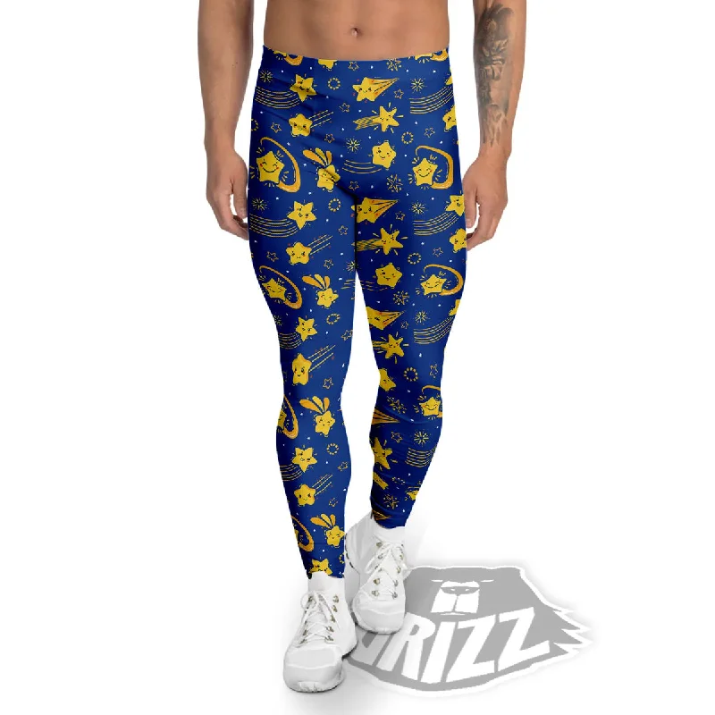 Star Cartoon Print Pattern Men's Leggings