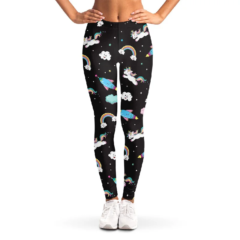 Super Savings Star Space Unicorn Pattern Print Women's Leggings