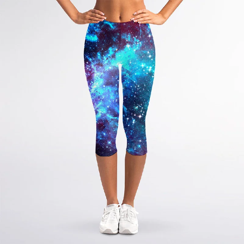 Last Chance Starfield Nebula Galaxy Space Print Women's Capri Leggings