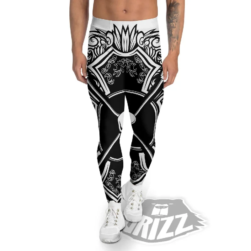 Sale Event Sticks Lacrosse Ornate Wing Print Men's Leggings