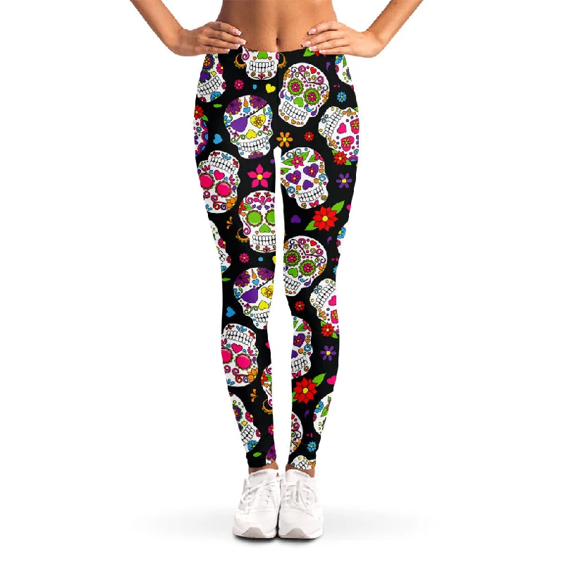 Price Drop Sugar Skull Pattern Print Women's Leggings