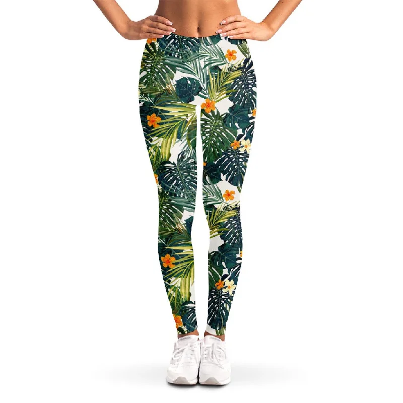 Exclusive Online Offer Summer Hawaiian Leaves Pattern Print Women's Leggings