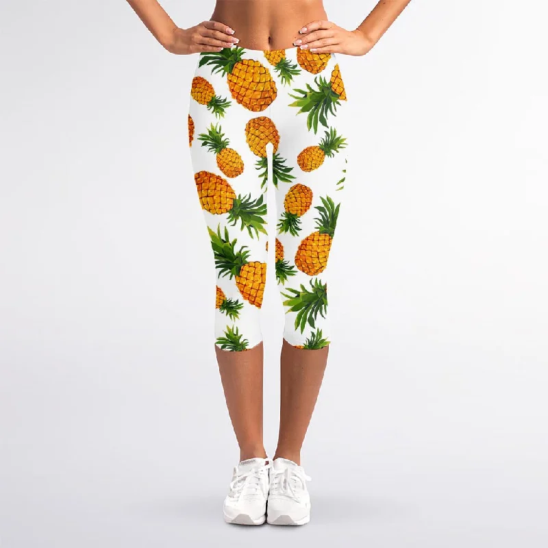 Today Only Summer Pineapple Pattern Print Women's Capri Leggings
