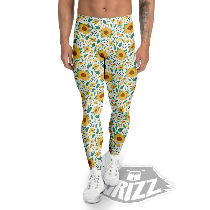 Sunflower Blooming Print Pattern Men's Leggings