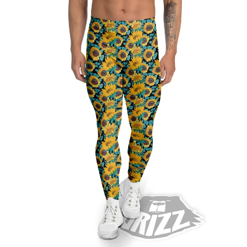 Sunflower Bright Print Pattern Men's Leggings