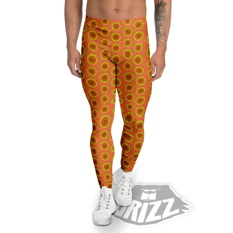 Sunflower Classic Vintage Print Pattern Men's Leggings