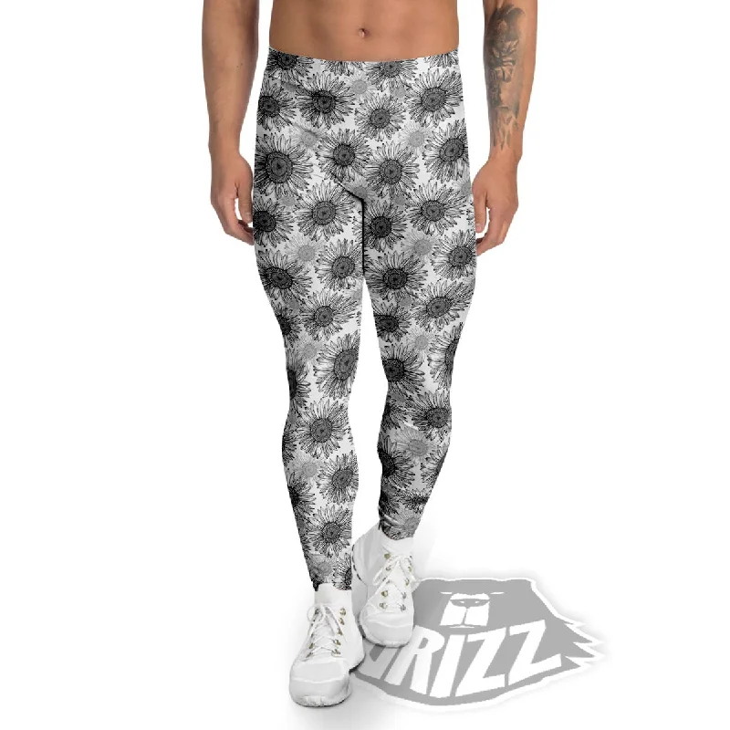 Daily Specials Sunflower Hand Drawn Print Pattern Men's Leggings