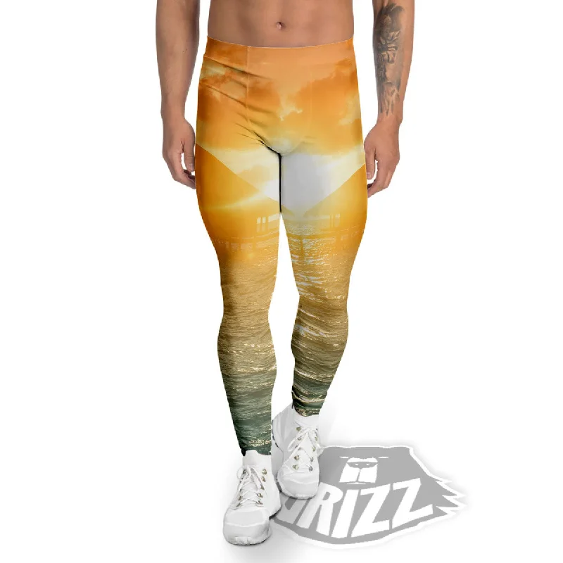 YEAR-End Clearance Sunset Maldives Print Men's Leggings