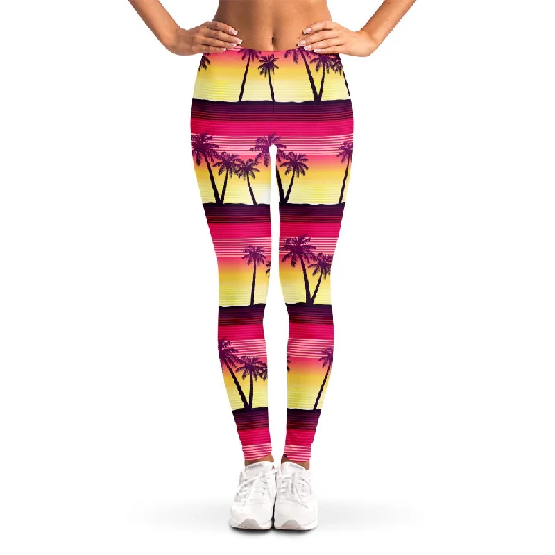 Special Discount Sunset Palm Tree Pattern Print Women's Leggings