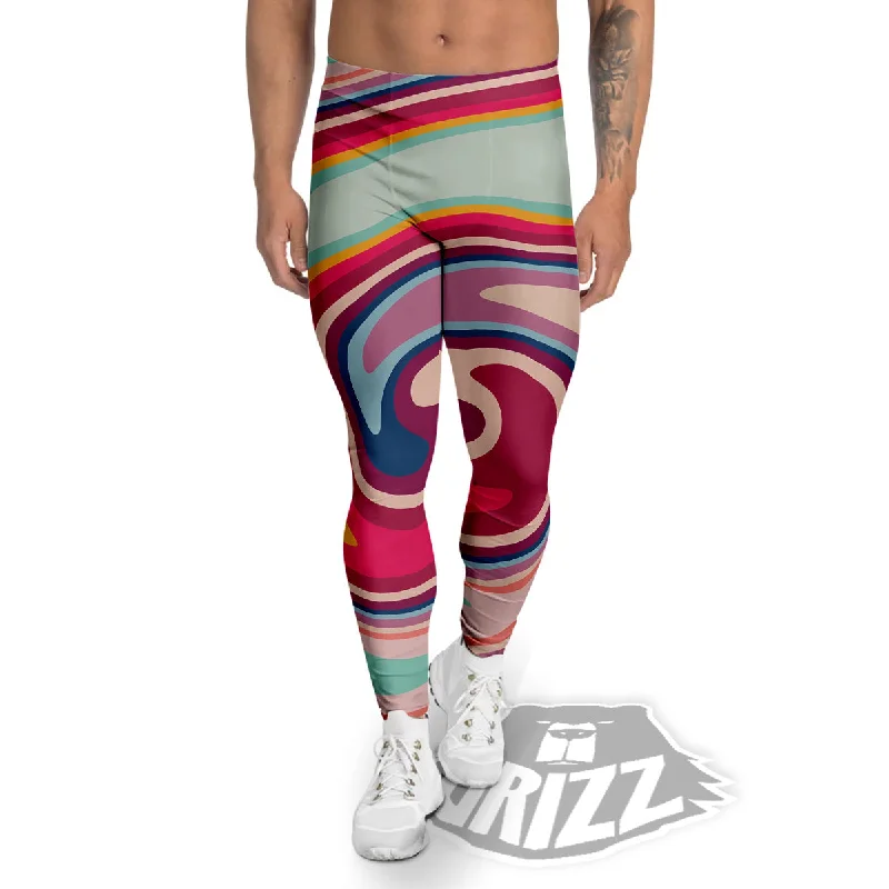 Swirl Colorful Print Men's Leggings