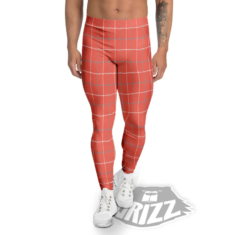 Buy Now Tattersall Pastel Orange Print Pattern Men's Leggings