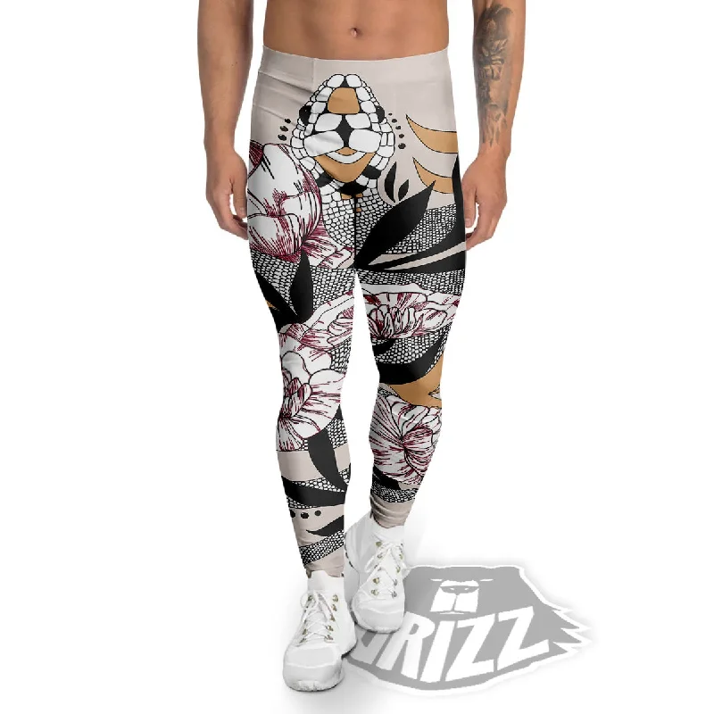 Savings Bonanza Tattoo Japanese Snake Print Men's Leggings