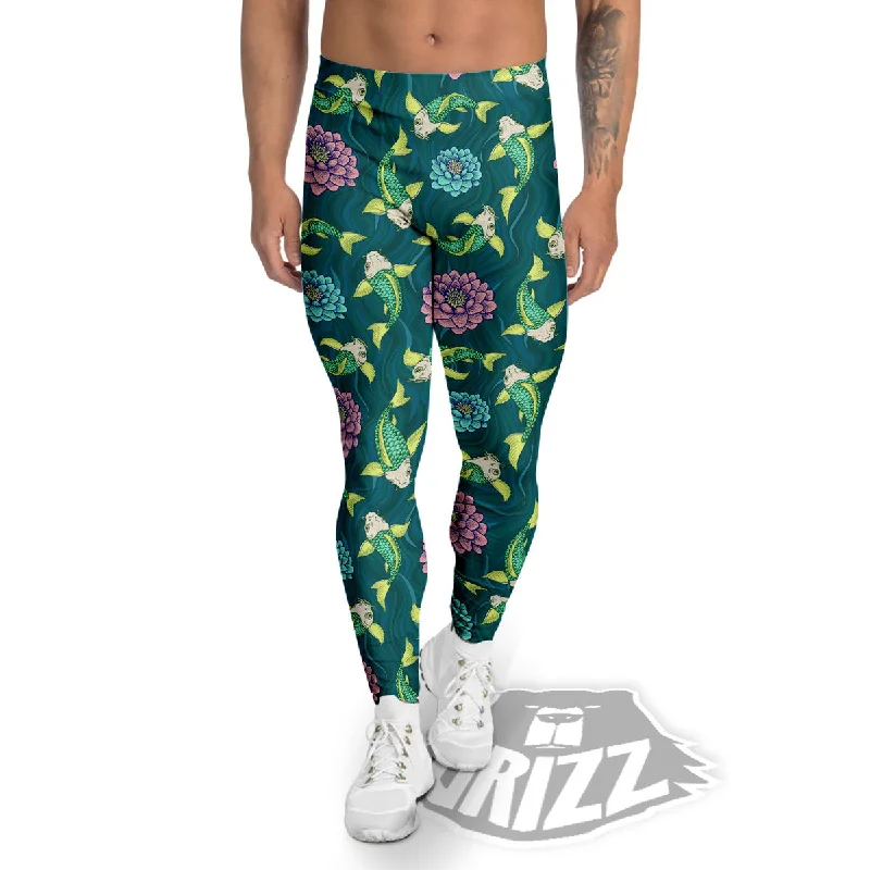 Discount Extravaganza Tattoo Koi Carp Japanese Print Pattern Men's Leggings