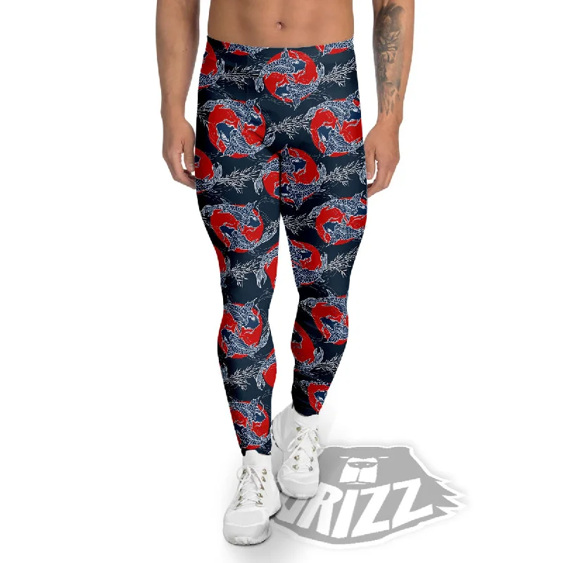 Super Sale Tattoo Koi Fish Japanese Print Pattern Men's Leggings