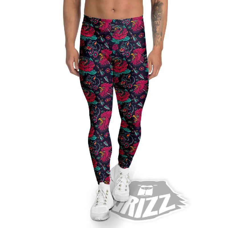 Bargain Bin Tattoo Old School Print Pattern Men's Leggings