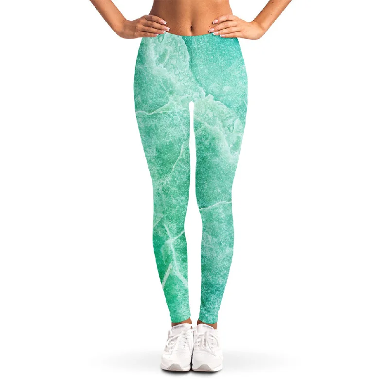 Final Markdown Teal Marble Print Women's Leggings