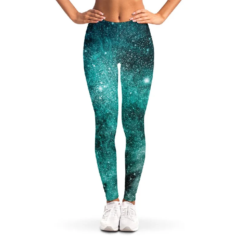 Online Specials Teal Stardust Galaxy Space Print Women's Leggings