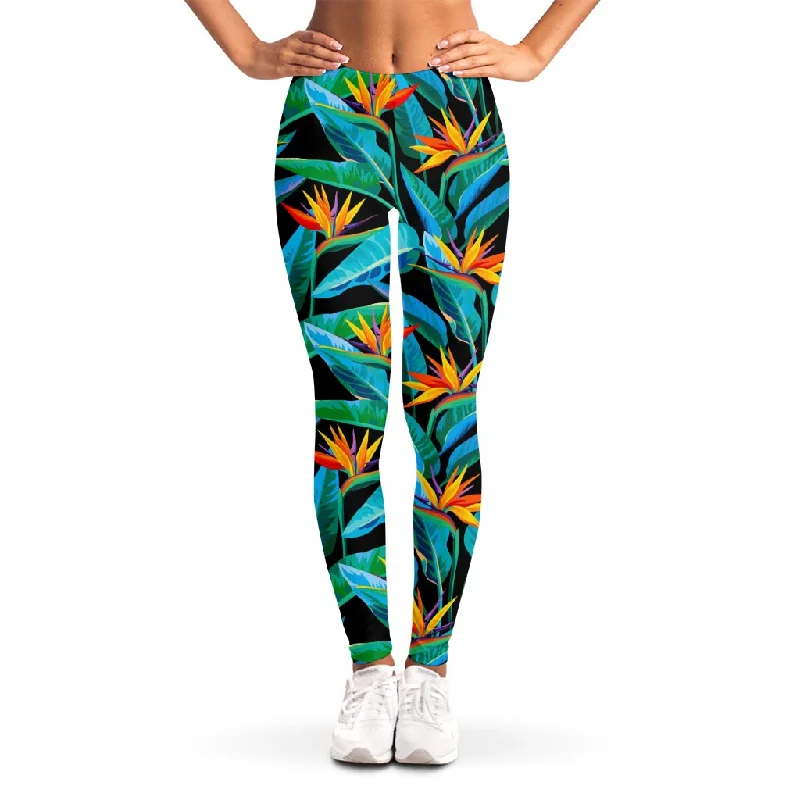Crazy Savings Teal Tropical Pattern Print Women's Leggings
