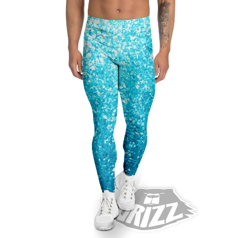 Artwork Blue Glitter Print Men's Leggings