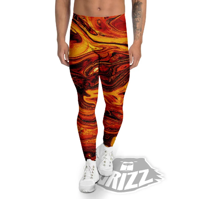 Instant Savings Texture Lava Print Men's Leggings