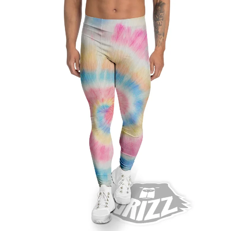 Tie Dye Bright Swirl Print Men's Leggings