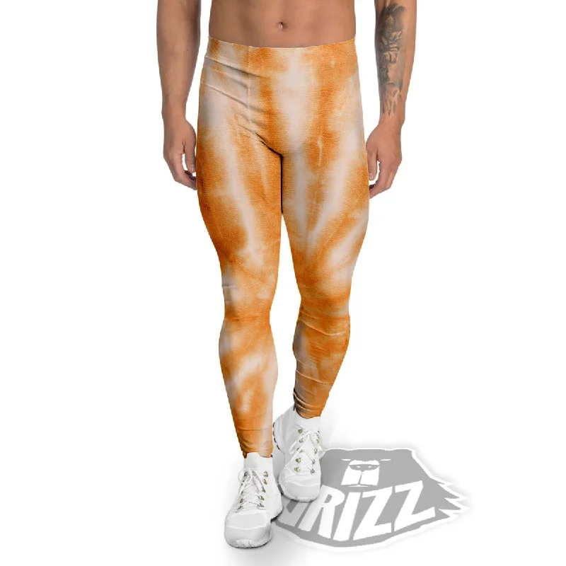 Online Exclusive Tie Dye Orange Print Men's Leggings