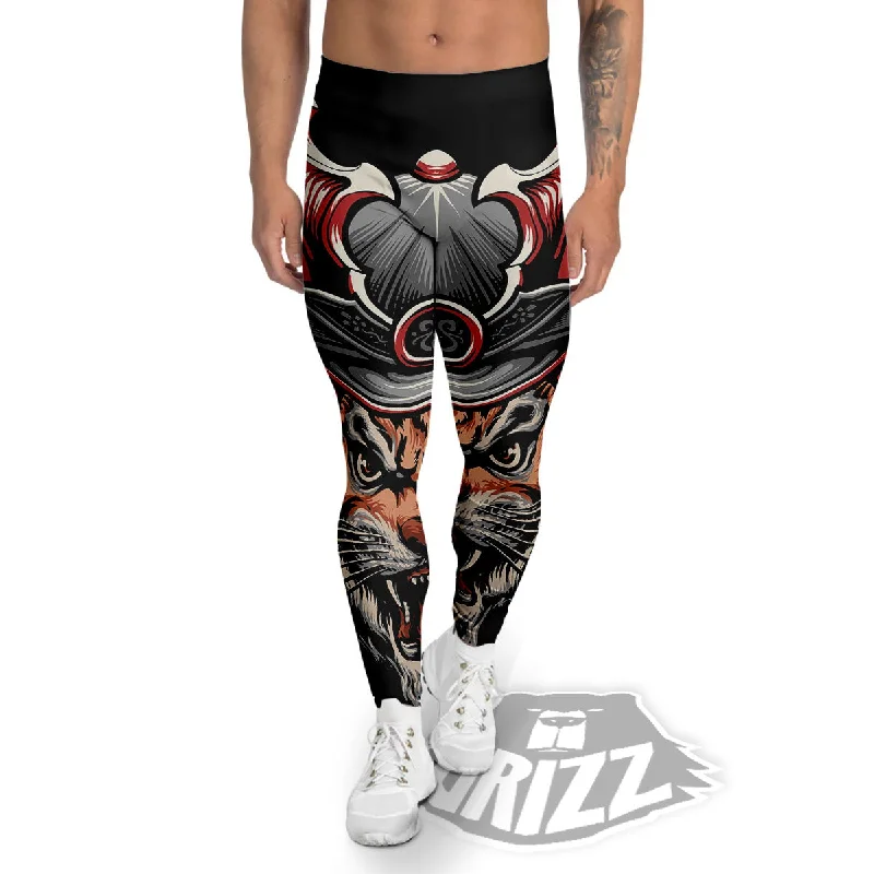 Exclusive Online Offer Tiger And Japanese Samurai Print Men's Leggings