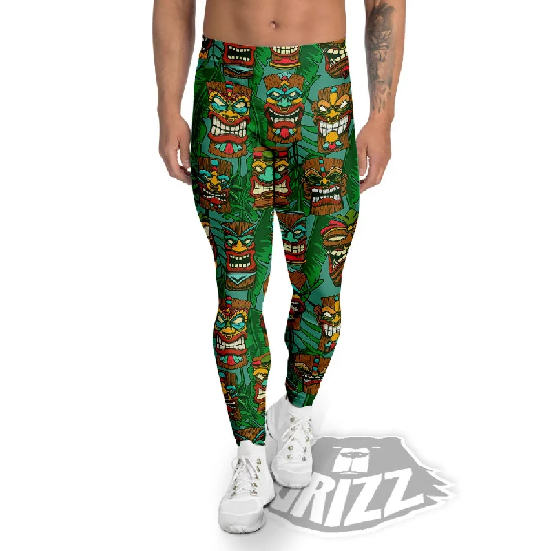 Special Offer Tiki Hawaiian Print Pattern Men's Leggings