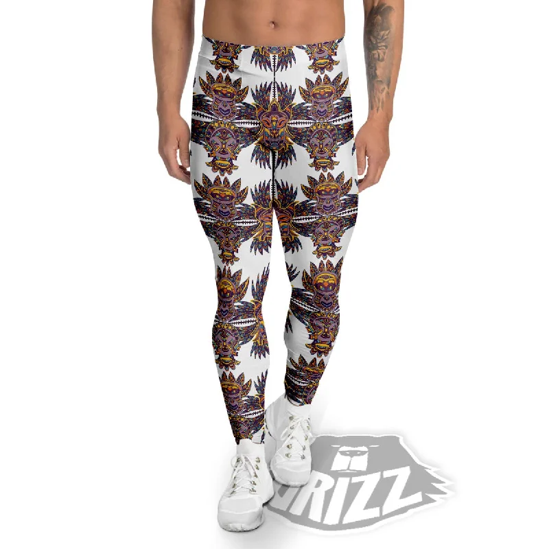 Seasonal Sale Tiki Mask Ornament Print Pattern Men's Leggings