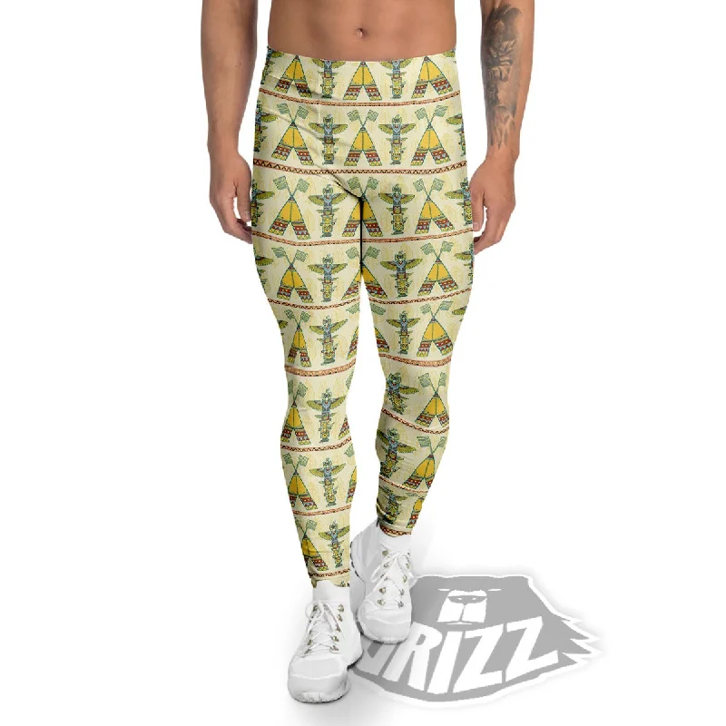 Limited Time Offer Totem Native Print Pattern Men's Leggings