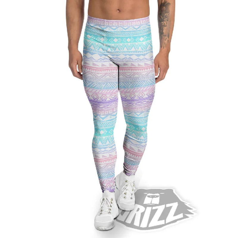 Super Bargain Tribal Aztec Pastel Print Pattern Men's Leggings