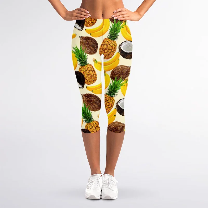 Fantastic Offers Tropical Fruits Pattern Print Women's Capri Leggings