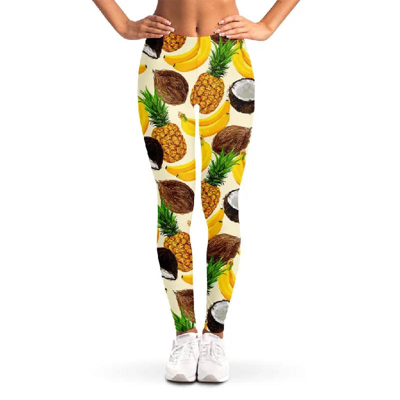 Midnight Madness Tropical Fruits Pattern Print Women's Leggings