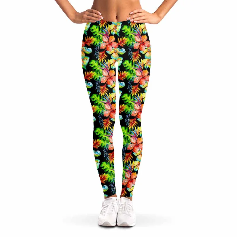 Major Savings Tropical Hawaii Flowers Pattern Print Women's Leggings