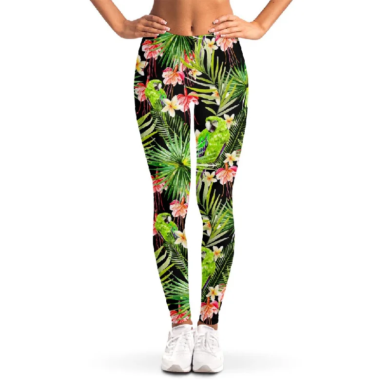 Huge Discounts Tropical Hawaiian Parrot Pattern Print Women's Leggings