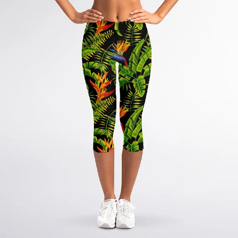 Closeout Sale Tropical Summer Pattern Print Women's Capri Leggings