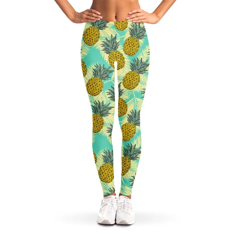Discount Days Tropical Vintage Pineapple Pattern Print Women's Leggings