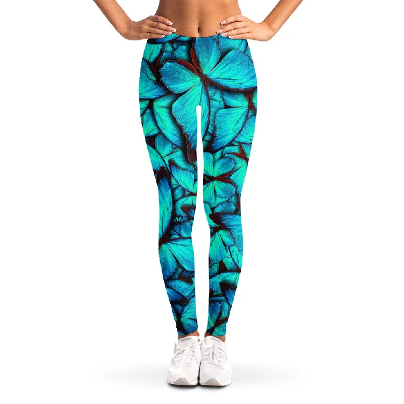 Bargain Blast Turquoise Butterfly Pattern Print Women's Leggings